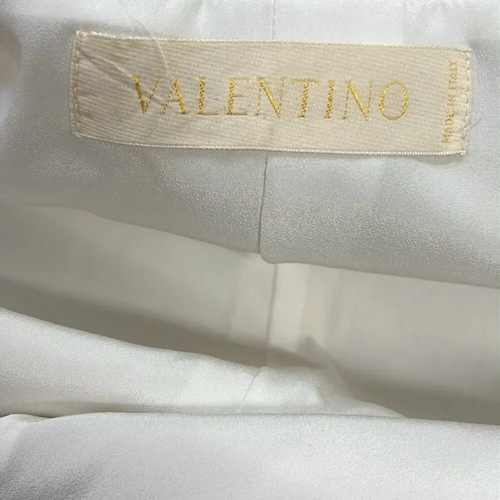 VALENTINO Vintage Ivory Linen Crop Blazer with silk trim SZ 4